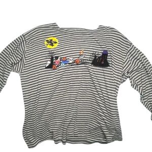 Victoria Jones Woman Black and White Striped Halloween Tee